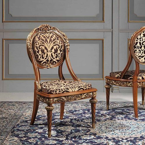 路易十六风格椅子 - VERSAILLES - VIMERCATI MEDA LUXURY CLASSIC FURNITURE - 室内 / 丝绒 / 木桌脚