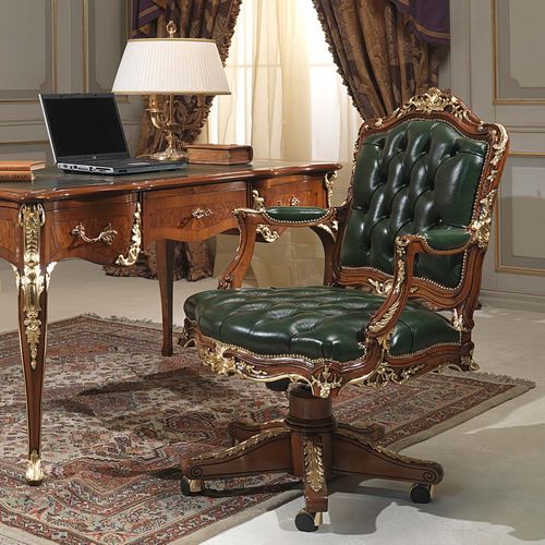 经典风格办公椅 - ART. 2008/16 - VIMERCATI MEDA LUXURY CLASSIC FURNITURE - 皮质 / 木质 / 棕色