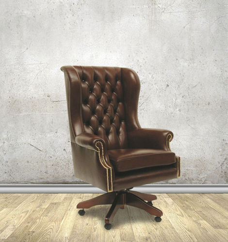 切斯菲尔德古典风格办公椅 - Victoria  - Kingsgate Furniture ltd - 皮质 / 实木 / 高背