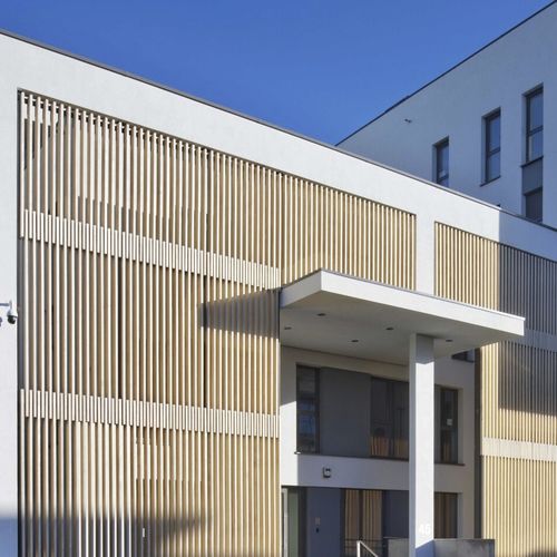 木质建筑遮阳板 - POLICE STATION, MOLENBEEK BELGIUM - Accsys Technologies - 用于外墙 / 立式 / 固定