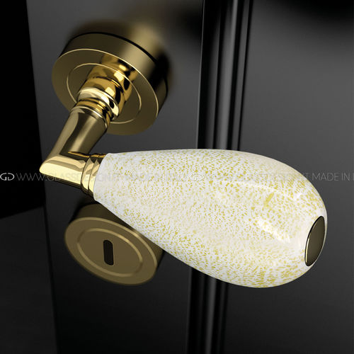 门把手 - Goccia White/Gold - GLASS DESIGN Srl - 黄铜 / 穆拉诺玻璃 / 经典风格