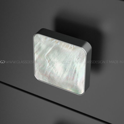 现代风格圆形家具把手 - Perla Quadro - GLASS DESIGN Srl - 黄铜 / 珍珠母贝