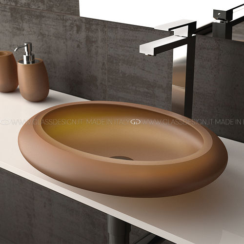 台上盆 - Stone - GLASS DESIGN Srl - VetroFreddo® 材质 / 带台面 / 椭圆