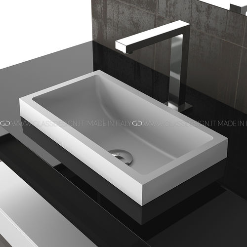 半嵌入式台盆 - Kosta 1 - GLASS DESIGN Srl - VetroFreddo® 材质 / 长方形 / 无孔