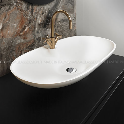 台上盆 - Ala 80/100 - GLASS DESIGN Srl - VetroFreddo® 材质 / 椭圆 / 无孔