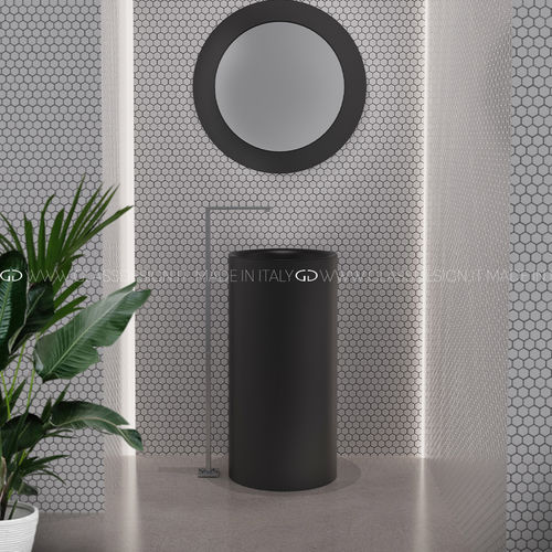 落地式台盆 - TOMMY/TOMMY METROPOLE/TOMMY METROPOLE LUX - GLASS DESIGN Srl - VetroFreddo® 材质 / 带可调节镜子 / 圆形