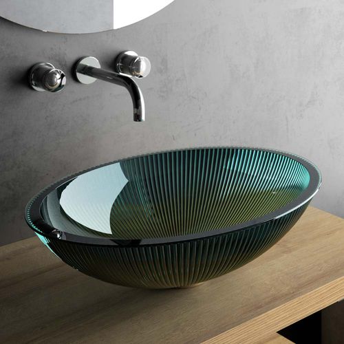 台上盆 - PLISSE - GLASS DESIGN Srl - 玻璃 / 有色 / 椭圆