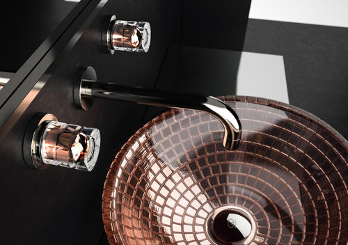 台盆混合水龙头 - LYRIC LUXOR crystal handles ROSE GOLD - GLASS DESIGN Srl - 壁挂 / 水晶 / 浴室