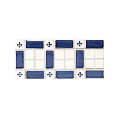 陶瓷马赛克 - BIANCO VIETRI - PENNELLATO BLU - PALMETTA BLU - DE MAIO FRANCESCO - 室内 / 墙面 / 长方形
