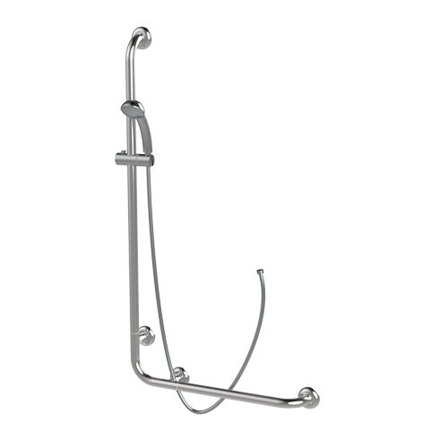 不锈钢起身扶手 - Stainless steel 304 brilliant - GOMAN - L形 / 墙面 / 用于医疗机构