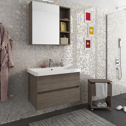 壁挂式台盆柜 - SOHO S1 - LEGNOBAGNO - 栎木 / 陶瓷 / 现代风格