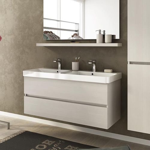 双台盆柜 - SOHO S15 - LEGNOBAGNO - 壁挂式 / 栎木 / 陶瓷