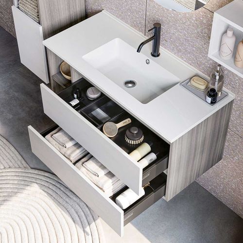 壁挂式台盆柜 - CUBIK 02 - LEGNOBAGNO - 桉木 / 树脂 / 现代风格