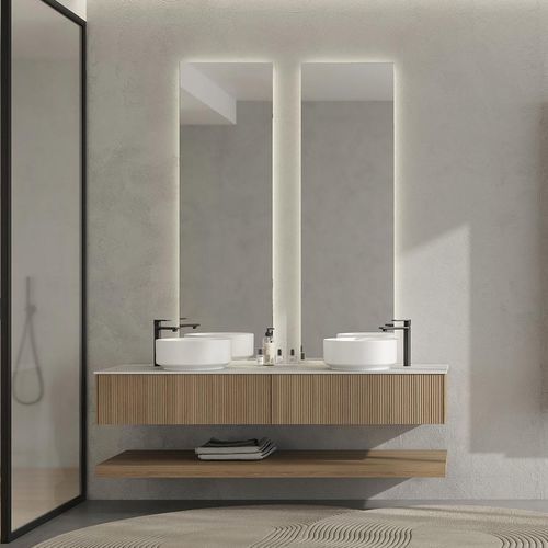 双台盆柜 - RT13 Canneted - LEGNOBAGNO - 壁挂式 / 栎木 / HPL
