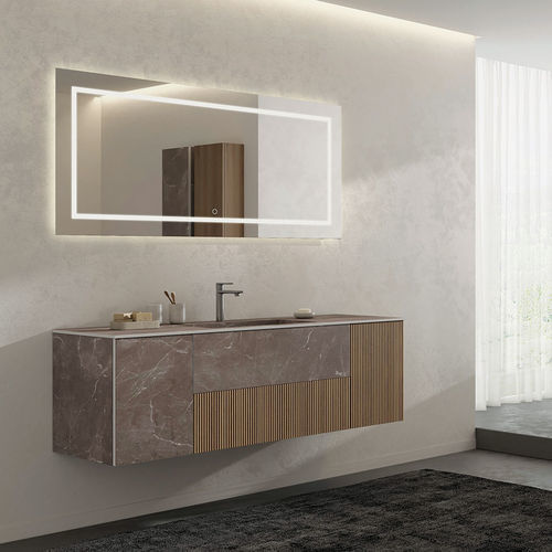 壁挂式台盆柜 - RT14 Canneted - LEGNOBAGNO - 栎木 / HPL / 现代风格