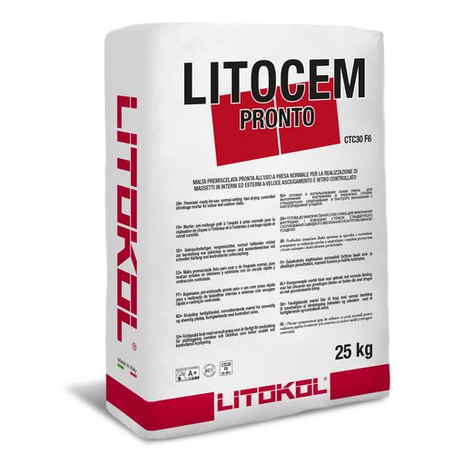 修补砂浆 - LITOCEM PRONTO - LITOKOL - 防回缩 / 粘贴式 / 用于防水面层