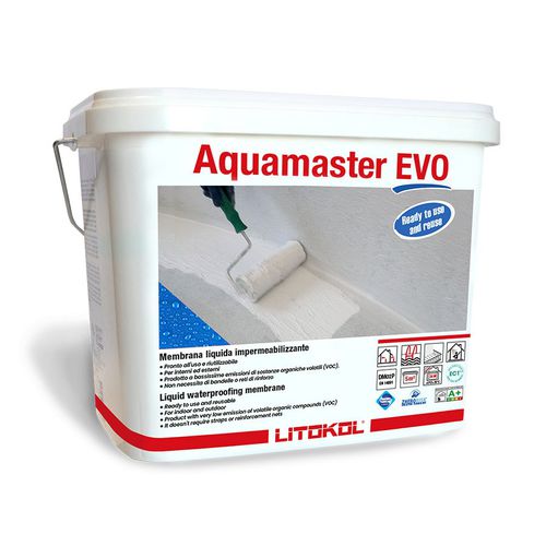 加固纤维液体防水材料 - AQUAMASTER EVO  - LITOKOL - 防护 / 露台 / 用于游泳池
