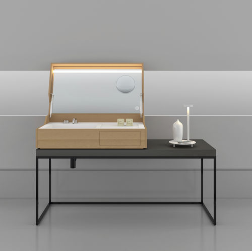 台上盆 - HIDDEN WIREFRAME - MAKRO - 木质 / 不锈钢 / Corian®可丽耐