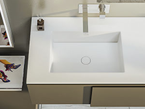 集成式台盆 - AQUA MODULE - MOMA DESIGN - Corian®可丽耐 / 带台面 / 定制