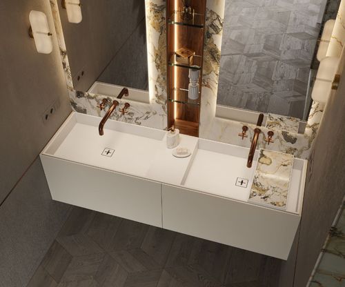 嵌入式台盆 - CANASTA - MOMA DESIGN - Corian®可丽耐 / 定制 / 集成抽屉