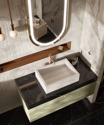 台上盆 - QUADRANT - MOMA DESIGN - Corian®可丽耐 / 带台面 / 定制