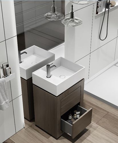 落地式台盆 - TOWER CUBE - MOMA DESIGN - Corian®可丽耐 / 定制 / 带搁板