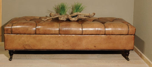 传统风格软包长凳 - OLD ENGLAND HOCKER - HAZENKAMP FURNITURES BV - 皮质 / 棕色
