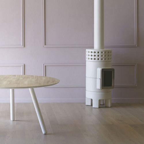 木材采暖炉 - RoundStack Slim - LA CASTELLAMONTE Stufe di Ceramica - 5 kW...10 kW / 猫脚 / 中央