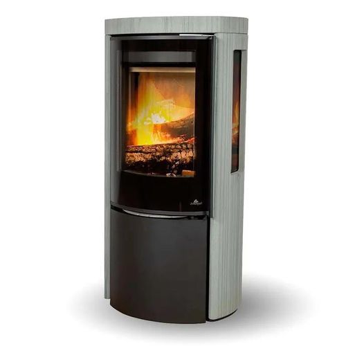 木材采暖炉 - COZY MODERN GREY WOOD SANDSTONE SIDEGLASS - Jydepejsen A/S - 独立式 / 3面 / 现代风格