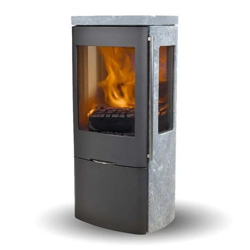 木材采暖炉 - SENZA SOAPSTONE SIDEGLASS - Jydepejsen A/S - 独立式 / 3面 / 现代风格