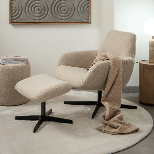 现代风格扶手椅 - FINLEY - EUROFASHION HOMETEXTILES & CONCEPTS - 布料 / 金属 / 带脚凳