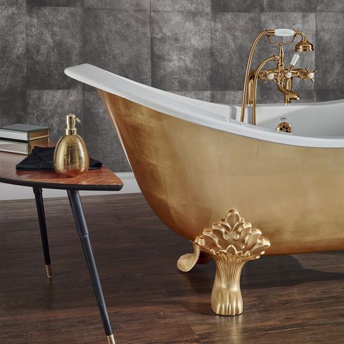 猫脚浴缸 - EXTRA GOLD, SILVER, COPPER LEAF - BLEU PROVENCE - 铸铁 / 铜 / 白色