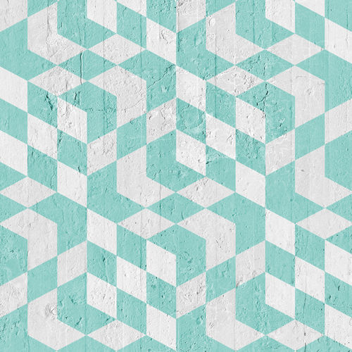 传统风格墙纸 - AQUAMARINE OPTICAL CUBES - Mineheart - 无纺布 / 图案 / 天蓝色