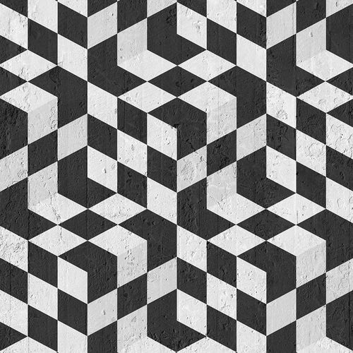 传统风格墙纸 - BLACK OPTICAL CUBES - Mineheart - 无纺布 / 图案 / 黑色