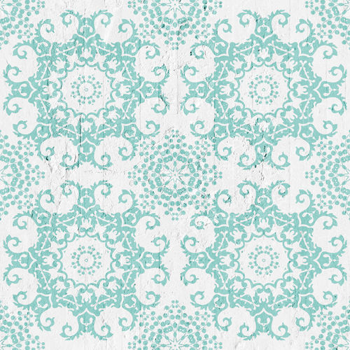 传统风格墙纸 - AQUAMARINE OPTICAL DAMASK - Mineheart - 无纺布 / 缎纹 / 仿混凝土