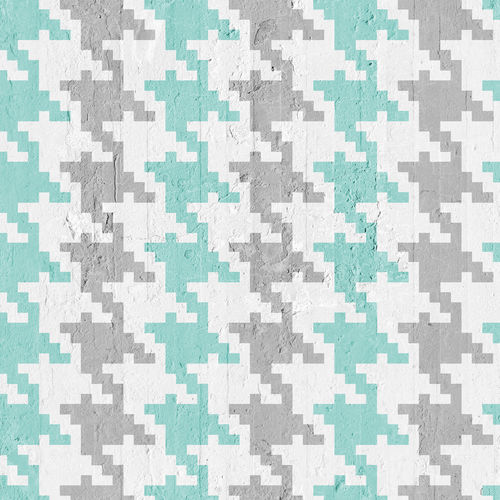 现代风格墙纸 - PIED DE POULE -AQUAMARINE &amp; GREY - Mineheart - 无纺布 / 图案 / 仿布