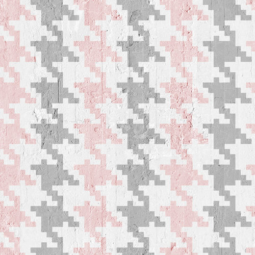 现代风格墙纸 - PINK &amp; GREY PIED DE POULE - Mineheart - 无纺布 / 图案 / 仿布