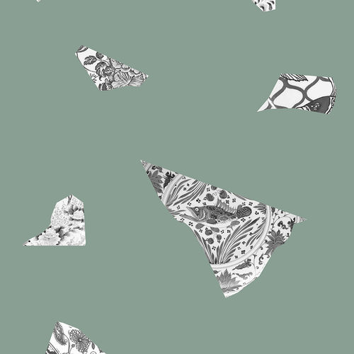 现代风格墙纸 - GREEN &amp; GREY PLATE FRAGMENT - Mineheart - 无纺布 / 图案 / 仿瓷砖