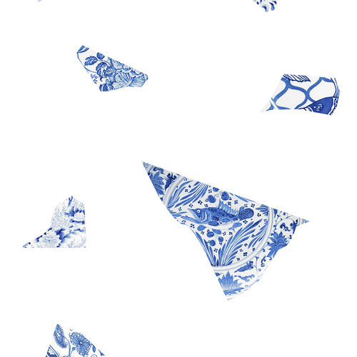 现代风格墙纸 - WHITE &amp; BLUE PLATE FRAGMENT - Mineheart - 无纺布 / 艺术印花 / 仿大理石
