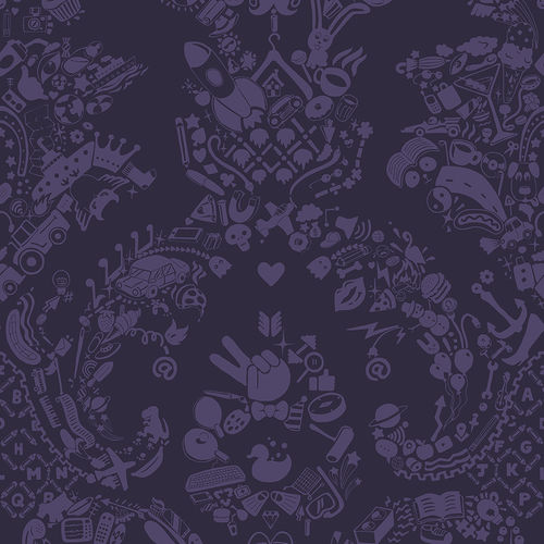现代风格墙纸 - NEW WORLD DAMASK - PURPLE &amp; PURPLE - Mineheart - 无纺布 / 缎纹 / 仿布