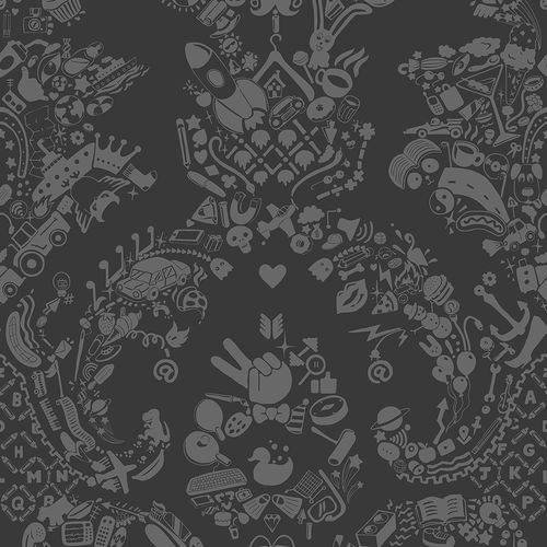 设计墙纸 - NEW WORLD DAMASK - GREY &amp; GREY - Mineheart - 无纺布 / 图案 / 仿布