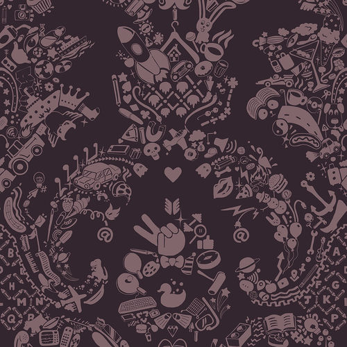 设计墙纸 - NEW WORLD DAMASK - PINK &amp; PINK - Mineheart - 无纺布 / 图案 / 仿布