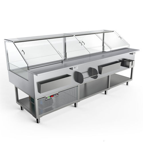 柜台冷藏展示柜 - Chicago - Moving Glass & Metal Design - 用于肉店 / 不锈钢 / 铝框架