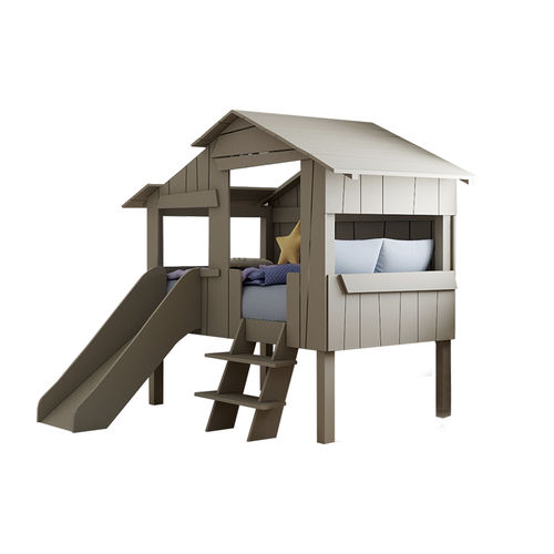 玩具屋床 - MINI CABANE TOBOGGAN - MATHY BY BOLS - 单人 / 带滑梯 / 木质
