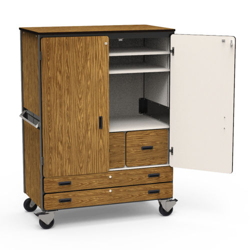 移动式储物橱 - #CABINET-2513-GRY091BLK01-GRY02 - Virco - 滑轮 / 带抽屉 / 学校用