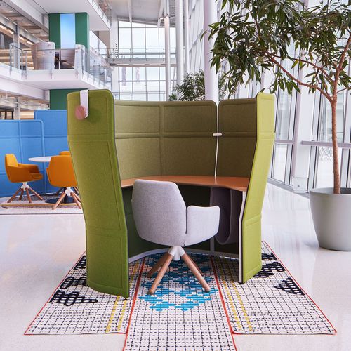 模块化办公桌POD - OPENEST PRIVACY DESK - Haworth - 布料 / 喷漆钢 / 用于开放空间