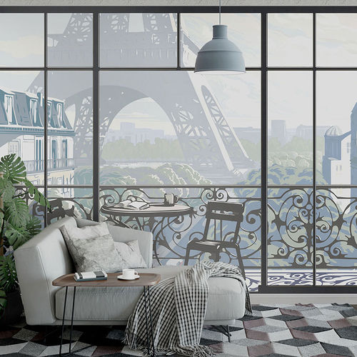 现代风格墙纸 - WINDOW ON EIFFEL TOWER #1 - Papiers de Paris - 场景图案 / 仿墙纸 / 印花