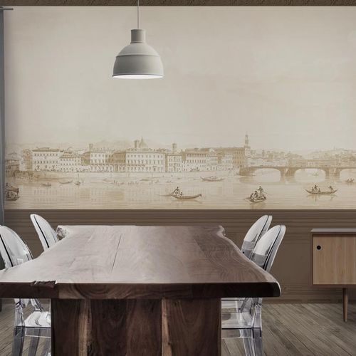 现代风格墙纸 - GONDOLES IN FLORENCE - Papiers de Paris - 全景式 / 场景图案 / 仿墙纸