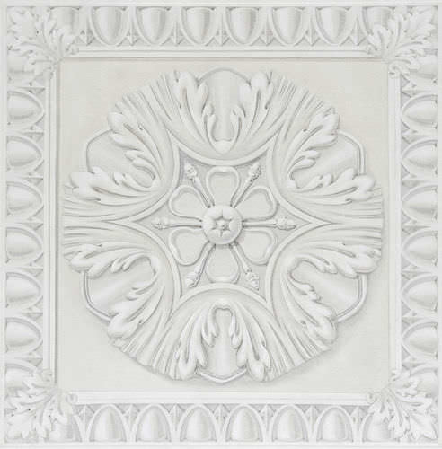 经典式墙纸 - PAINTED COFFERED CEILING - Papiers de Paris - 阿拉伯装饰图案 / 仿混凝土 / 灰色