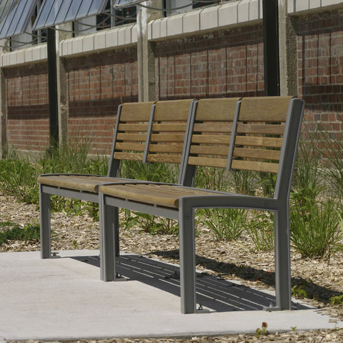传统风格公共长椅 - MLB720 - Maglin Site Furniture - 重蚁木 / 铝铸铁 / 带椅背